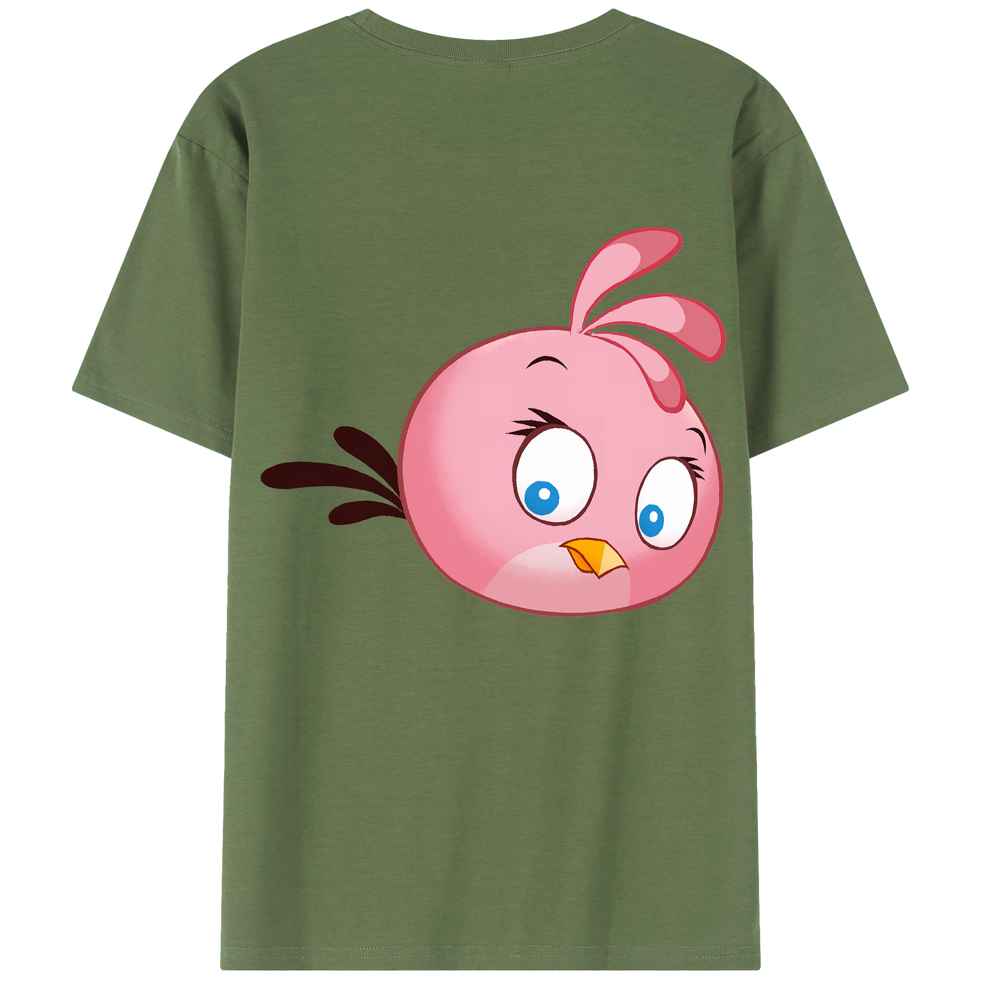 （画像用） Angry Birds アングリーバード 綿100％ メンズ半袖Tシャツ（バックプリント） 通気性
